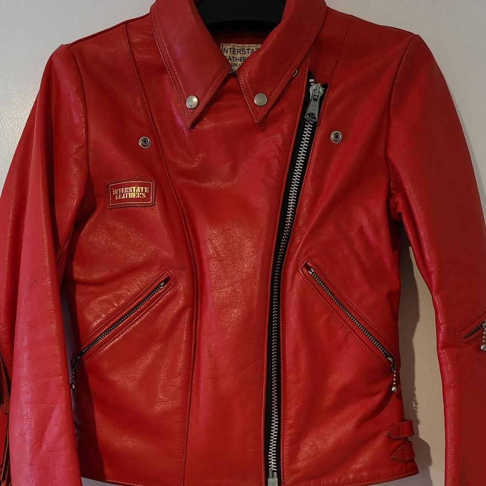 Vintage 1970's Women's Red Leather with Fringe Jacket